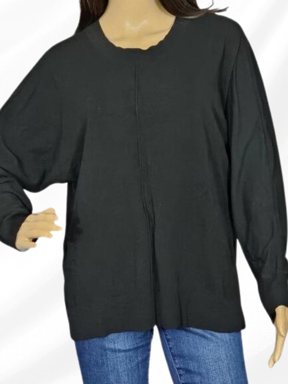 Alfani Black Ribbed Seamed Pullover Sweater Size M